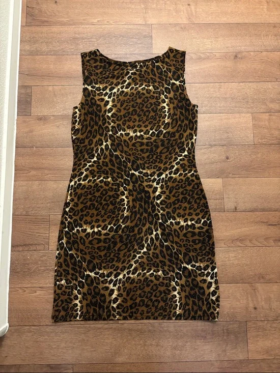 No Boundaries leopard shimmery dress large has stretch vintage Y2K boho chic - Picture 1 of 7